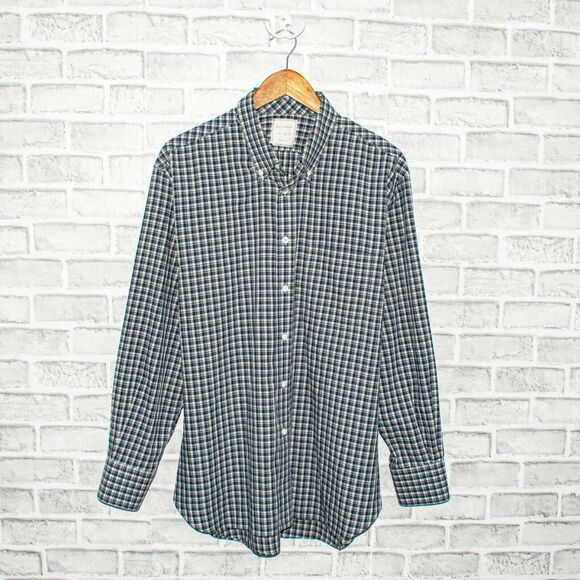 BILLY REID Men's Standard Cut Button up Shirt Gray check Cotton Size XL - Picture 2 of 5